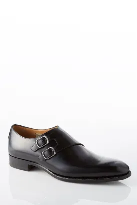 David August Leather Double Monk-strap Shoes in Black