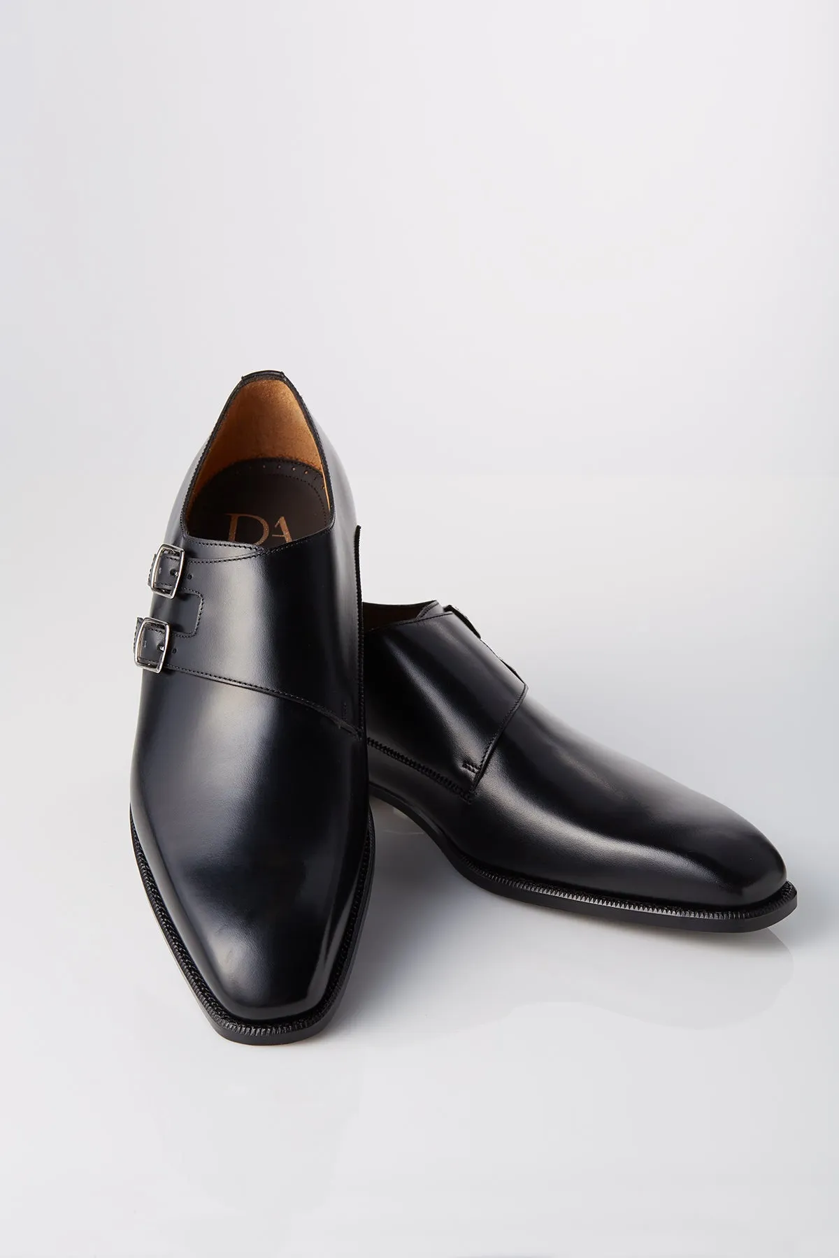 David August Leather Double Monk-strap Shoes in Black