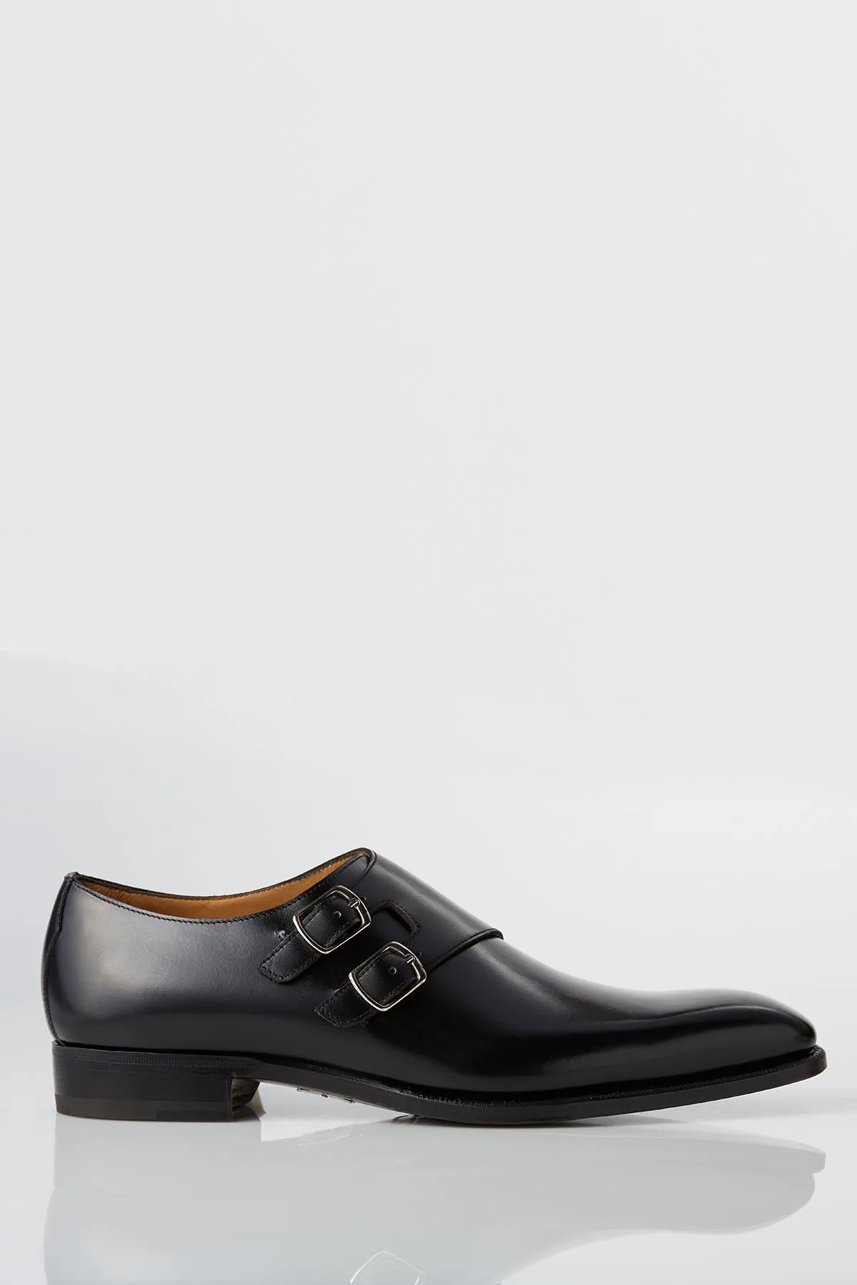 David August Leather Double Monk-strap Shoes in Black