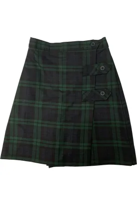 Green & Navy Plaid Tab Culotte