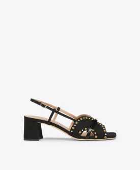 Katarina 45 Black Linen Sandals