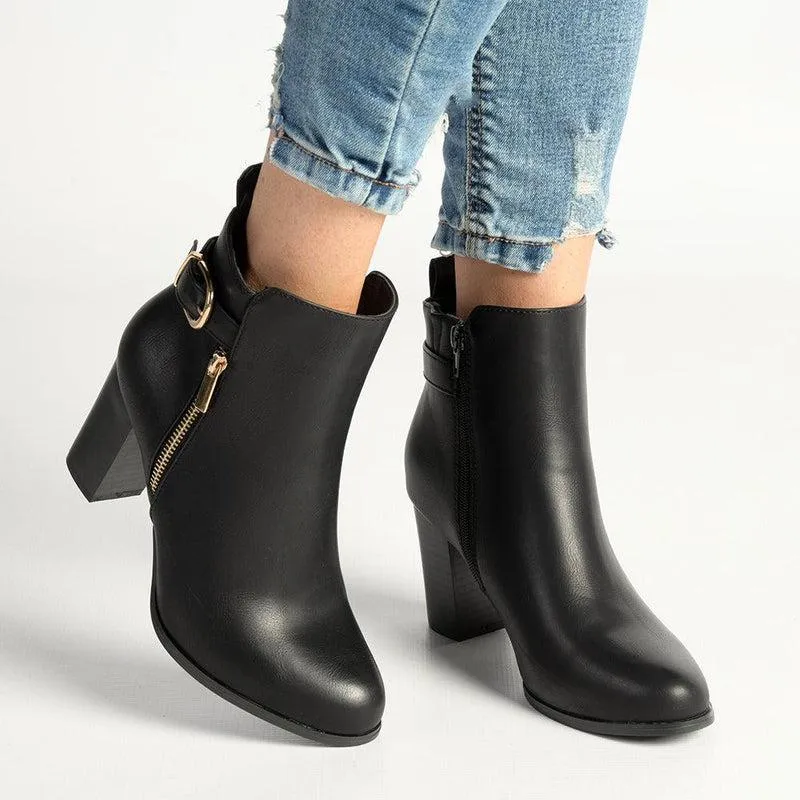 Madison Buzby Block Heel Ankle Boot - Black