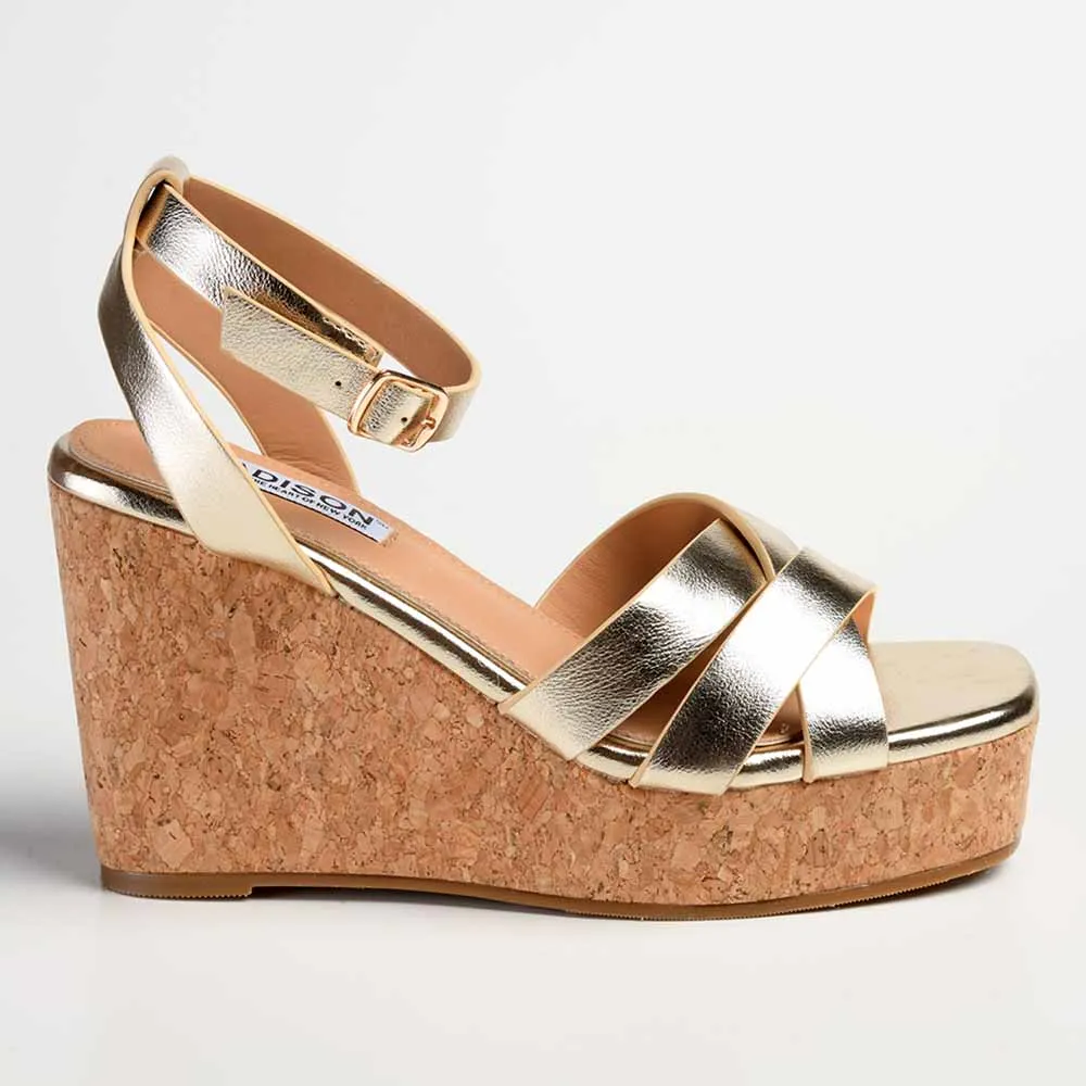 Madison Laurel Fashion Wedge Sandals - Gold