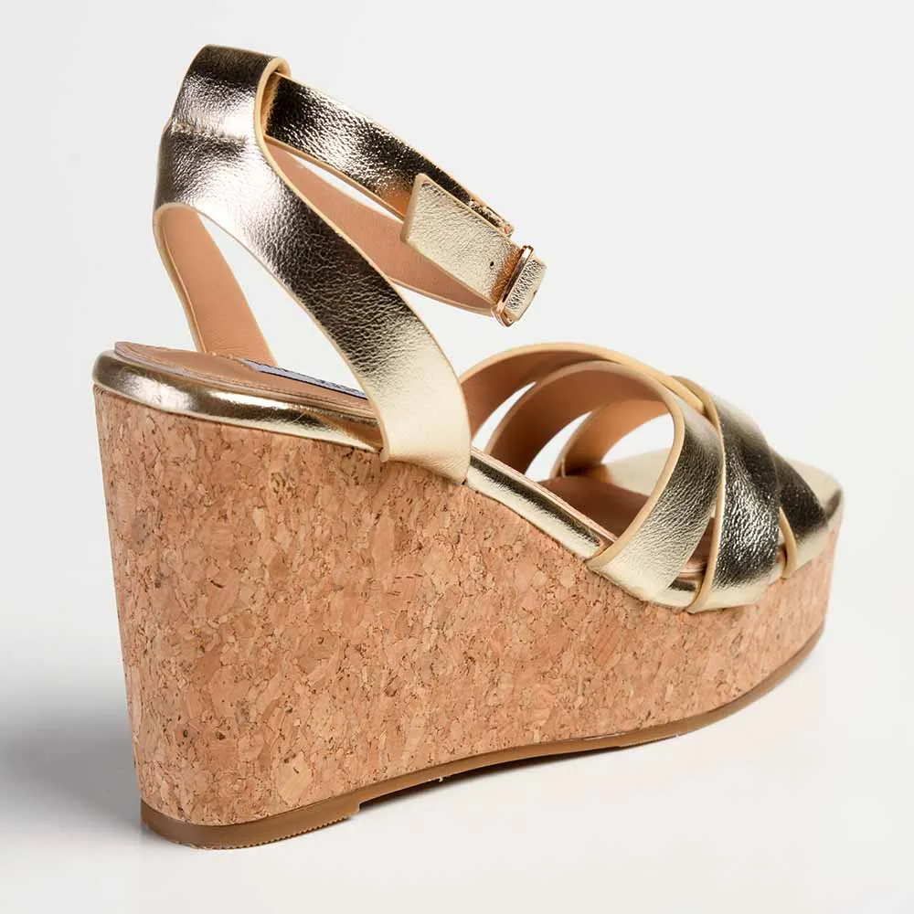 Madison Laurel Fashion Wedge Sandals - Gold