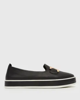 NED Gold Trim Leather Loafers