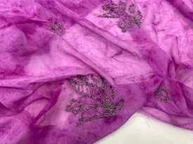 Sequin Tie Dye Chiffon CLEARANCE  - DARK CERISE