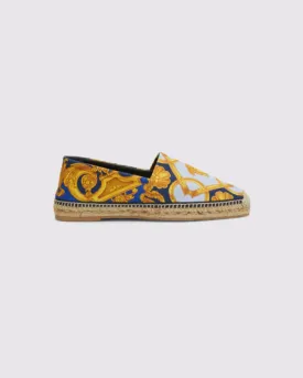 Versace Men's Barocco-Print Canvas Espadrilles Slip-on