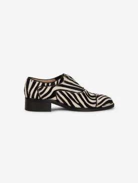 Zebra print calf hair leather derbies